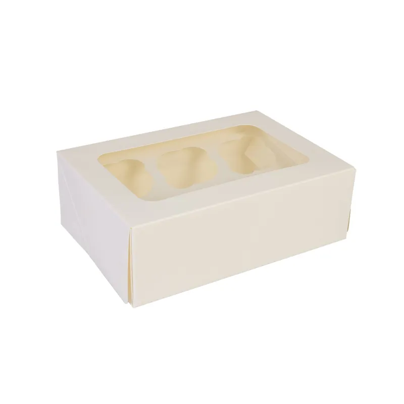 White Cupcake Tray Box 6 Wells Same Day Shipping