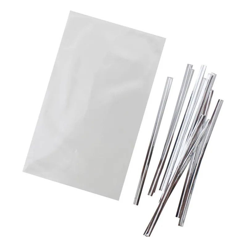Clear Treat Bags with Ties 7.6 x 12.7cm 100 Pack Brand New