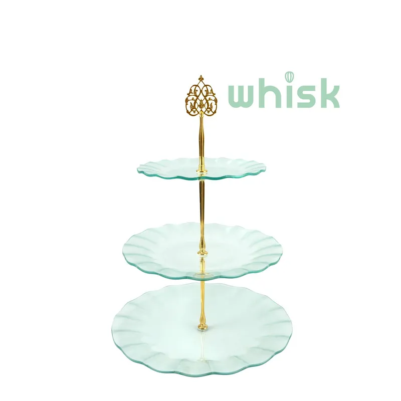 Order Now Whisk Ripple Effect Three Tier Glass Cake Stand