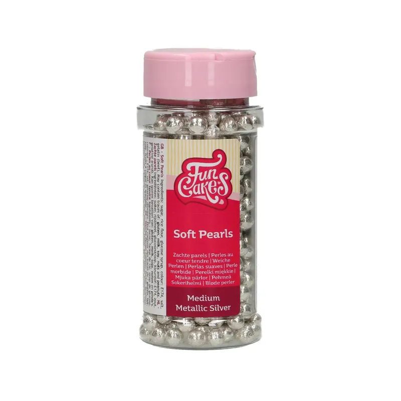 FunCakes Metallic Silver Sugar Pearls 4mm 55g Warranty Included