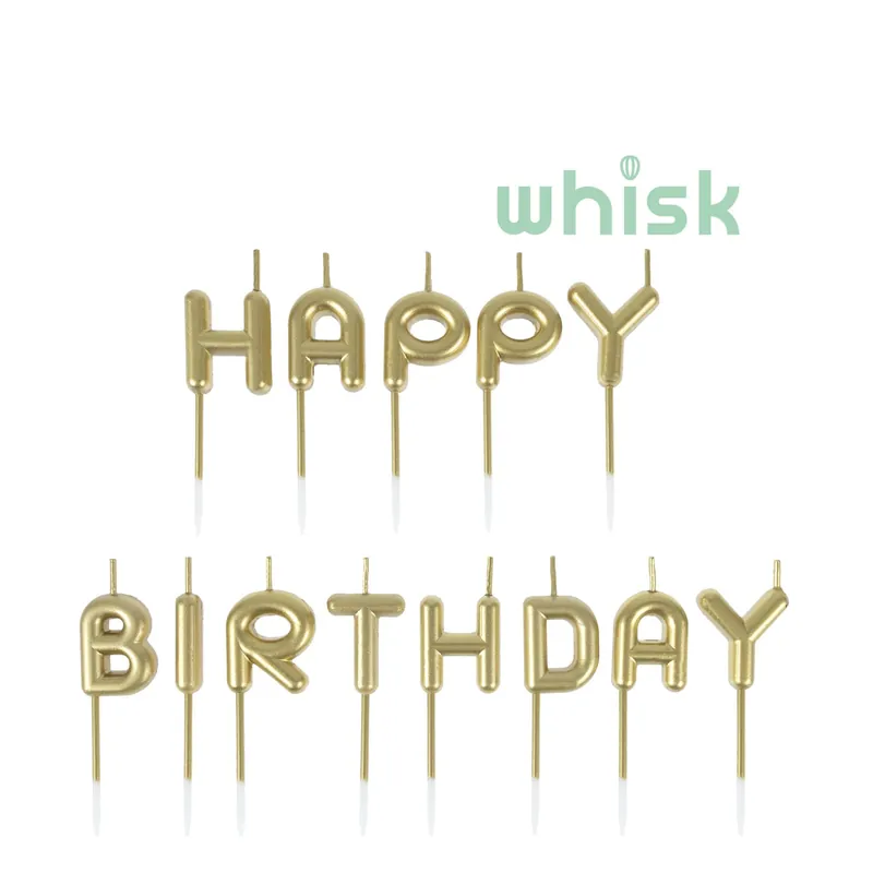 Sale Whisk Gold Happy Birthday Candles 13 Pack