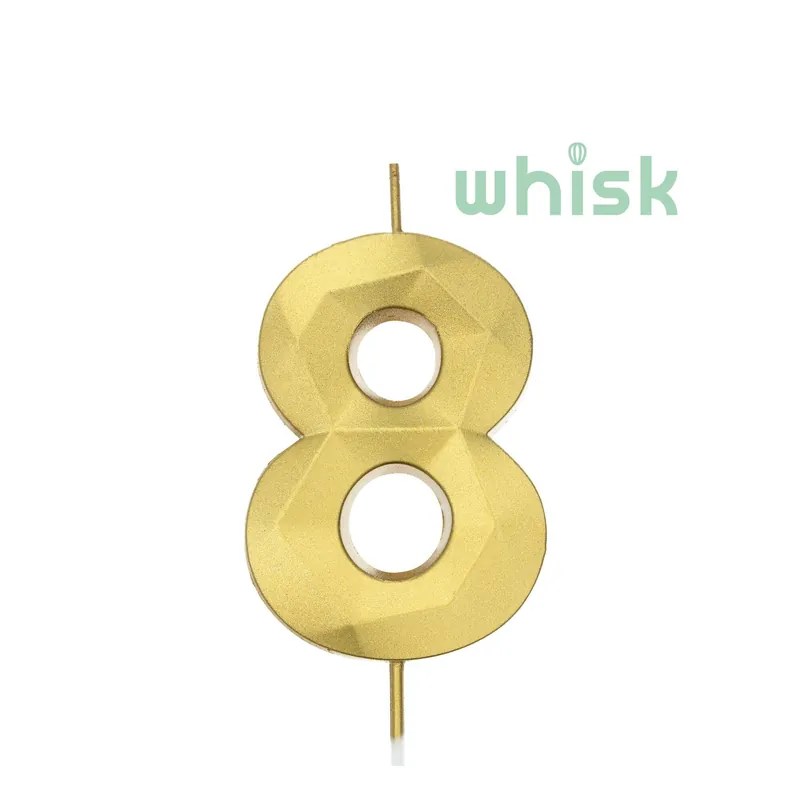 Get Yours Whisk Gold Faceted Number 8 Candle