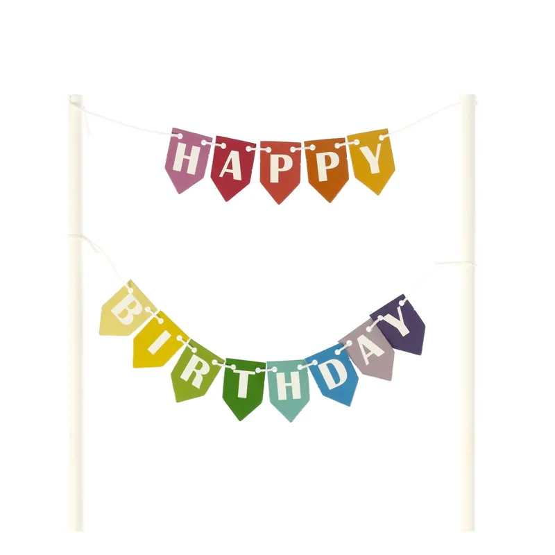 Certified Rainbow Happy Birthday Cake Bunting