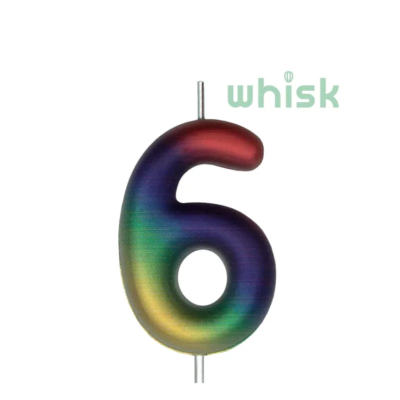 Whisk Metallic Rainbow Number 6 Candle Genuine