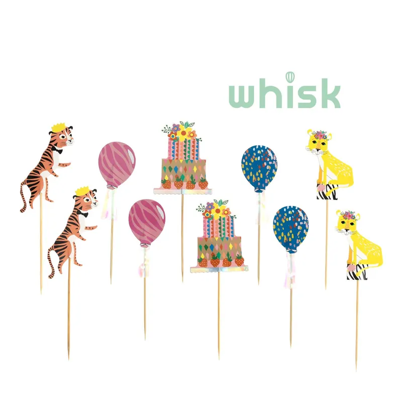 Get Yours Whisk Animal Cake and Balloon Cake Toppers 10 Pieces