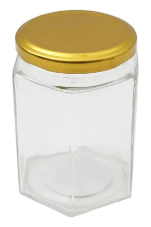 Place Order Clear Hexagonal Glass Jar 280ml
