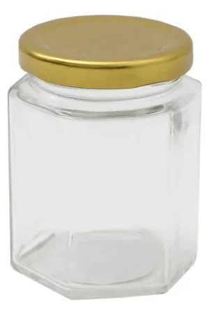Clear Hexagonal Glass Jar 190ml Brand New