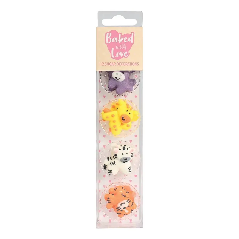 Baked With Love Baby Jungle Sugar Toppers 12 Pack High Quality