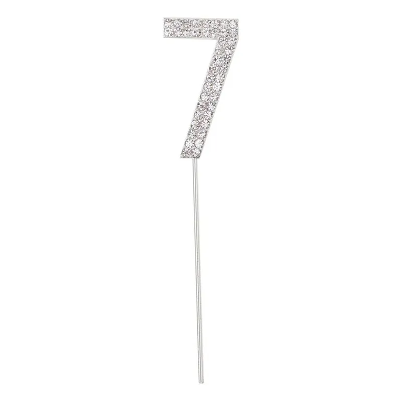 Instant Buy Silver Diamante Number 7 Cake Pick