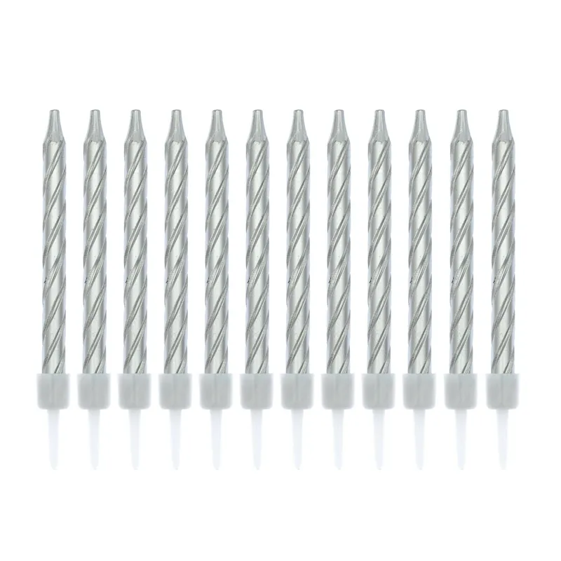 Clearance Metallic Silver Candles 12 Pack
