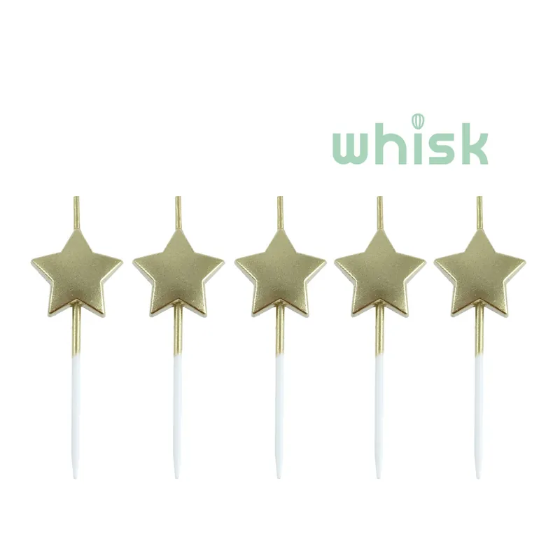 Whisk Gold Star Candles 5 Pack New Arrival