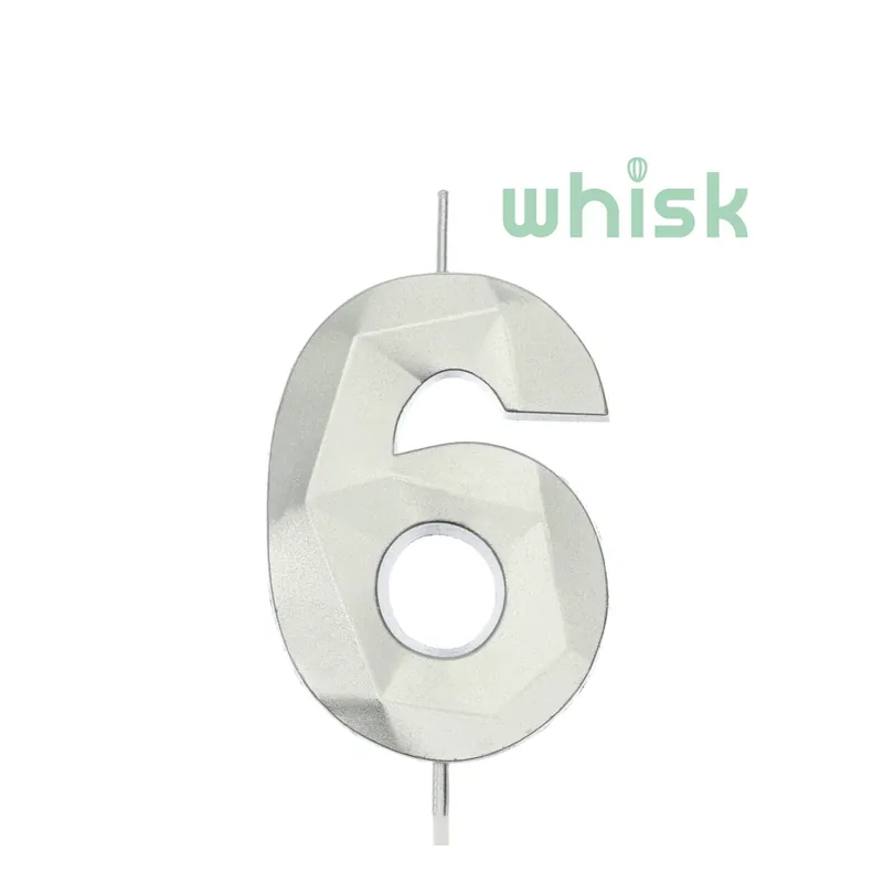 Whisk Silver Faceted Number 6 Candle Flash Sale