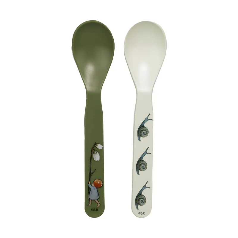 Elsa Beskow Tomtebobarnen spoon 2-pack, Green-white Super Sale
