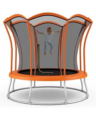 10 Feet Unique Flower Shape Trampoline with Galvanized Steel Frame-Orange Professional Grade