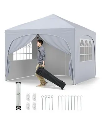 10 X 10 FT Pop up Canopy Tent with 4 Removable Sidewall Buy Online