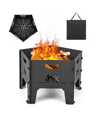 19 Inches Collapsible Portable Plug Fire Pit with Storage Bag Certified