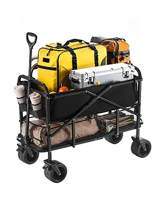 400L Double Decker Collapsible Wagon with Extended Handle & 450 lb Weight Capacity Time-Limited