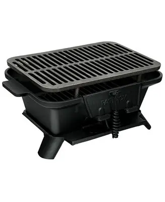 Portable Hibachi Grill, Double-sided Cast Iron Grill with Air Regulating Door & Fire Gate, Grate Lifter, Ideal for Outdoor Picnic, Camping & Backyard Barbecue Cooking Luxury