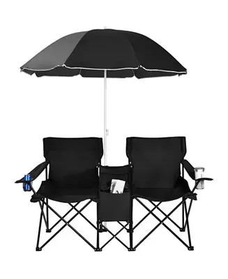 Instant Buy Portable Folding Picnic Double Chair With Umbrella