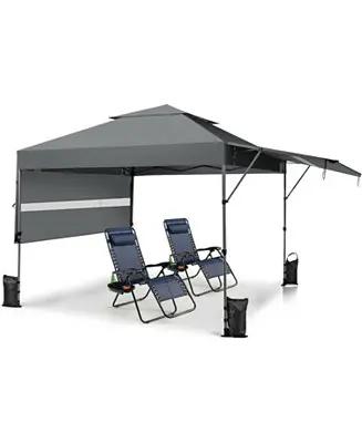 10 x 17.6 Feet Outdoor Instant Pop-up Canopy Tent with Dual Half Awnings Exclusive