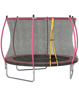 10ft Outdoor Trampoline with Net Enclosure, Curved Poles, Genuine
