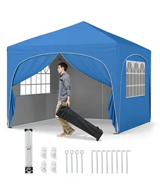 10 X 10 FT Pop up Canopy Tent with 4 Removable Sidewall Next Day Delivery