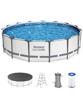 Worldwide Shipping Steel Pro MAX 15'x42" Round Above Ground Swimming Pool with Pump & Cover