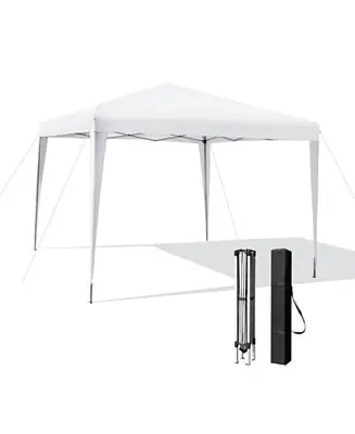10 x 10 Feet Outdoor Pop-up Patio Canopy for Beach and Camp-White Seasonal Sale