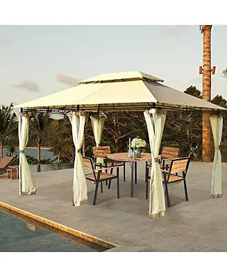 10 Feet x 13 Feet Tent Canopy Shelter with Removable Netting Sidewall Secure Checkout