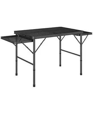 Folding Grill Table, 4.5 ft Portable Camping Table w/ Wing Panels Best Seller