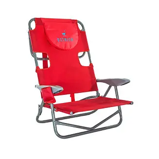 Must Have On-Your-Back Outdoor Reclining Beach Lounge Pool Camping Chair, Red