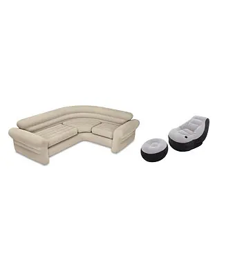 Top Rated Inflatable Corner Living Room Neutral Sectional Sofa & Lounge Chair Set