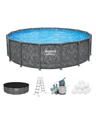 APX 365 16' x 48" Round Above Ground Swimming Pool Set w/ Pump & Ladder Top Rated