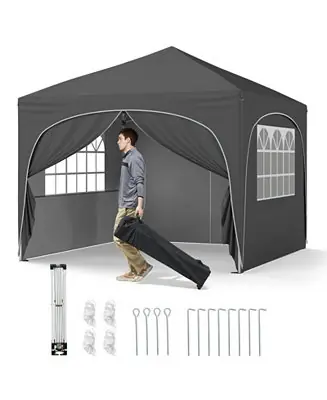 10 X 10 FT Pop up Canopy Tent with 4 Removable Sidewall Best Seller