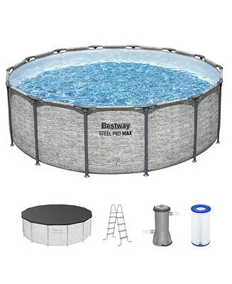 Steel Pro MAX 14'x48" Round Above Ground Swimming Pool with Pump & Cover Seasonal Sale