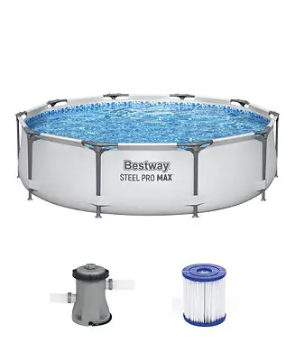 Worldwide Shipping Steel Pro MAX 10'x30" Round Above Ground Outdoor Swimming Pool with Pump