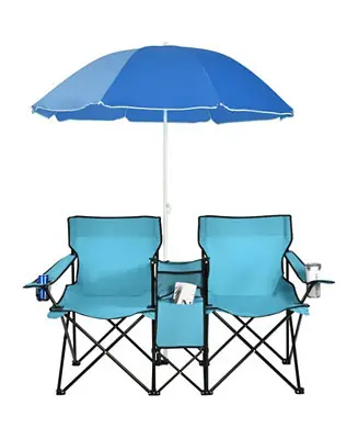 Portable Folding Picnic Double Chair With Umbrella Authentic