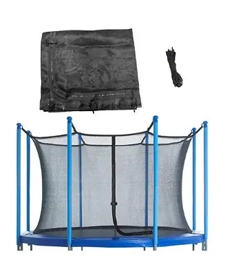Trampoline Safety Enclosure Net, Fits 15 FT Round Frame, Using 8 Poles(or 4 Arches)-Adjustable Straps-Installs Inside of Frame-Net Only Deal