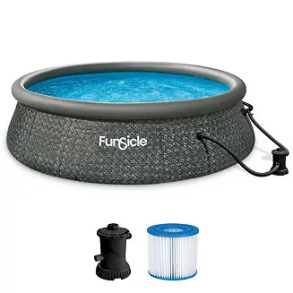 12' x 36" QuickSet Ring Top Above Ground Swimming Pool, Herringbone Super Sale
