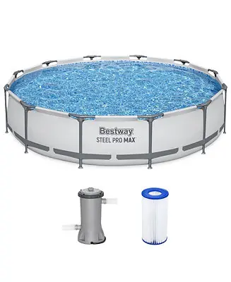 Super Sale Steel Pro MAX 12 Foot by 30 Inch Above Ground Swimming Pool Set, Gray