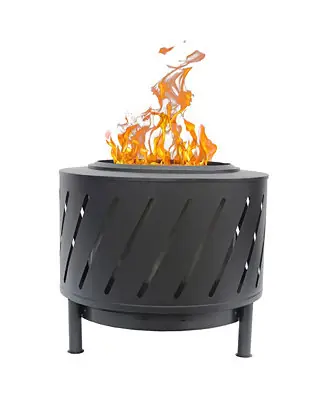 24" Round Steel Smokeless High Temperature Firepit, Black Secure Checkout