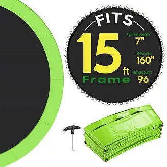 Limited Offer Trampoline Mat & Pad Replacement Kit with 96 V-Hooks Fits 15 ft Trampoline Frame Green