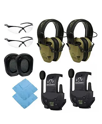 Razor Slim Electronic Muff Bundle with Walkie-Talkie Attachments, Gel Earpads, Shooting Glasses & Cleaning Cloths (10 Items) Get Yours