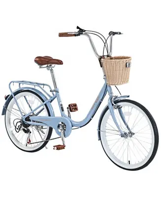 While Supplies Last Streamdale 7 Speed City Bike With Basket, Steel Frame,Multiple Colors 22 Inch Girls Bicycle