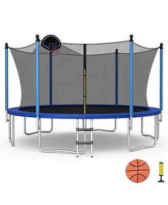 Outdoor Recreational Trampoline with Ladder and Enclosure Net Trending