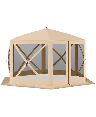 Luxury Hexagon Pop Up Party Tent Gazebo w/ Netting, 12' x 12',