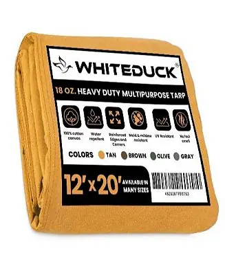 White Duck Outdoors 18 oz. Canvas Tarp 12x20 Tan Super Sale