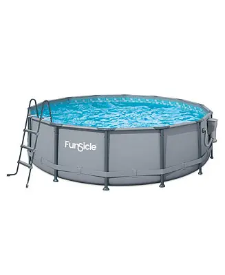 Grab Now 14' x 42" Oasis Outdoor Round Frame Above Ground Swimming Pool, Gray