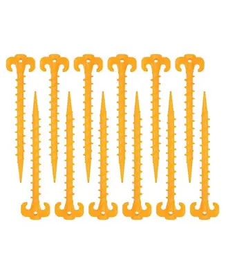 One Day Deal Yellow Vortex Ground Anchors - Premium 8-inch Spiral Tent Stakes for Sand and Soil -12-Pack