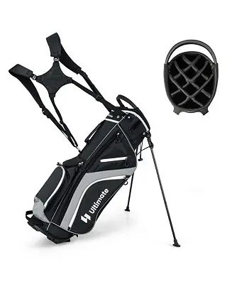 Instant Buy Lightweight Golf Stand Bag with 14 Way Top Dividers 6 Pockets Cooler Bag Rain Hood